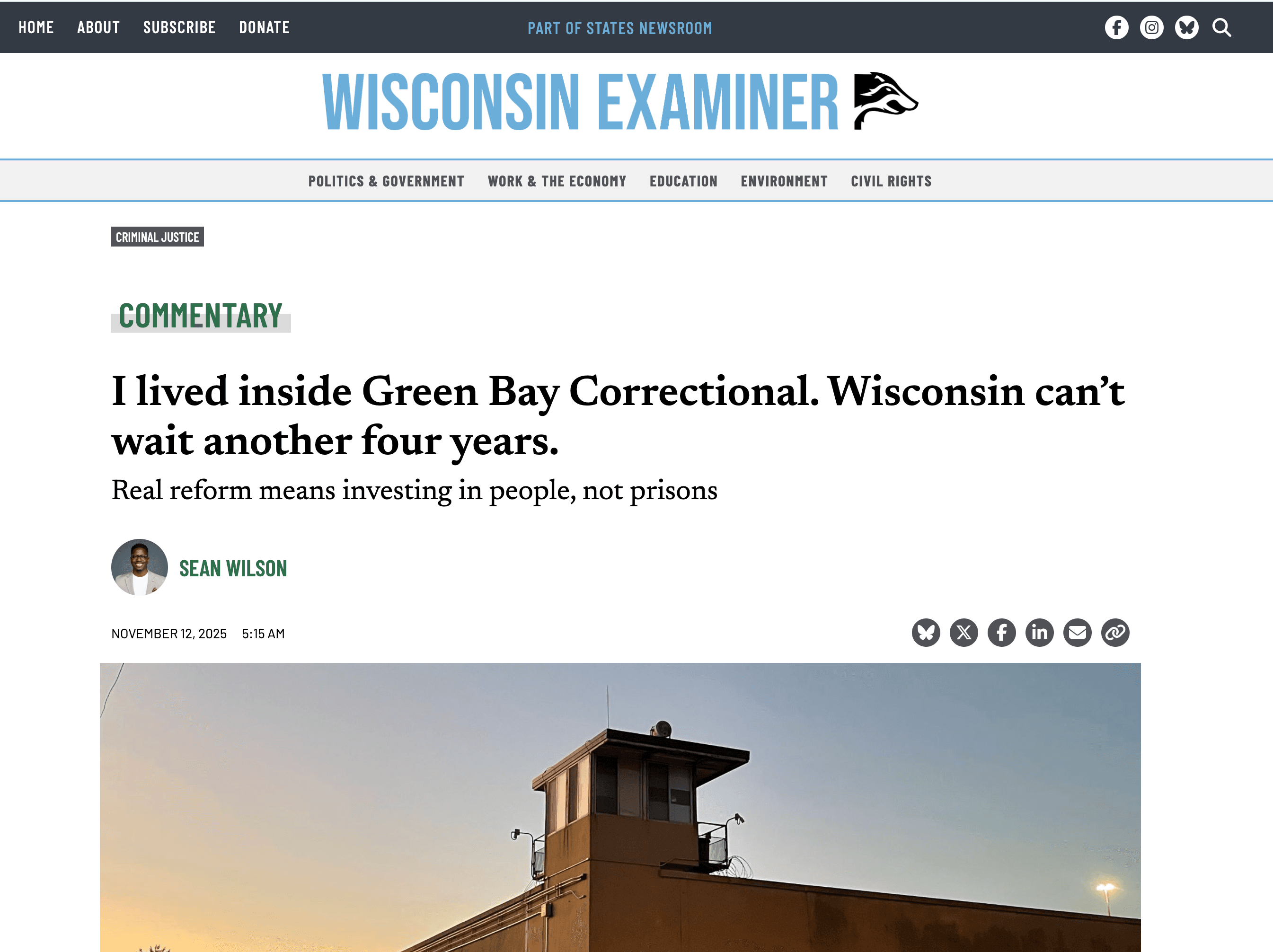 I Lived Inside Green Bay Correctional. Wisconsin Can't Wait Another Four Years.